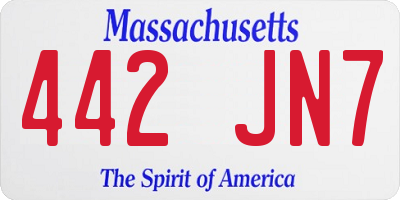 MA license plate 442JN7
