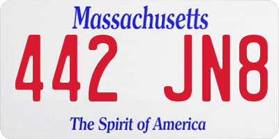 MA license plate 442JN8