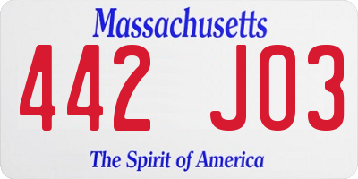 MA license plate 442JO3