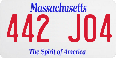 MA license plate 442JO4
