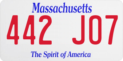 MA license plate 442JO7