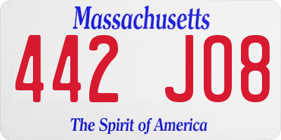 MA license plate 442JO8