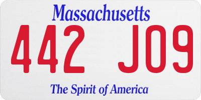 MA license plate 442JO9