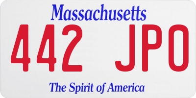 MA license plate 442JP0