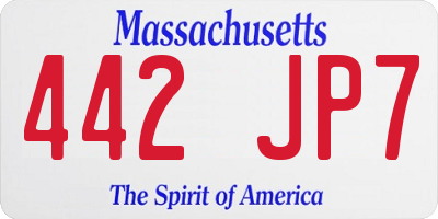 MA license plate 442JP7