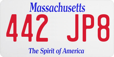 MA license plate 442JP8