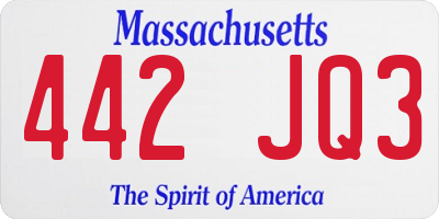 MA license plate 442JQ3