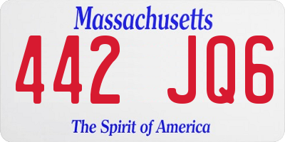 MA license plate 442JQ6