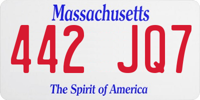 MA license plate 442JQ7