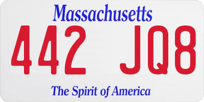 MA license plate 442JQ8