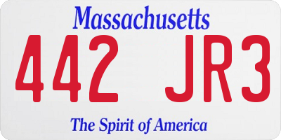 MA license plate 442JR3