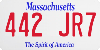 MA license plate 442JR7