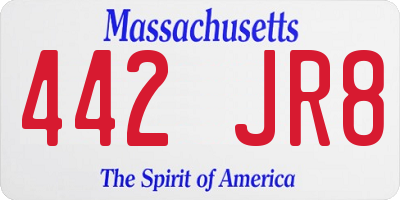 MA license plate 442JR8