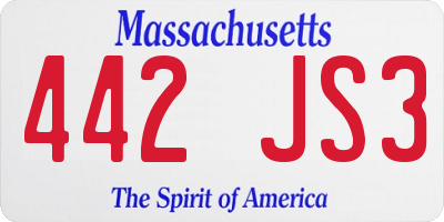 MA license plate 442JS3