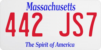 MA license plate 442JS7