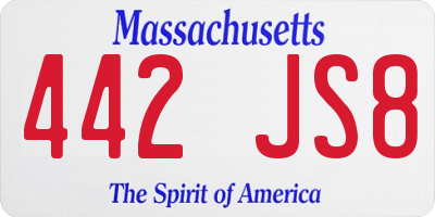 MA license plate 442JS8
