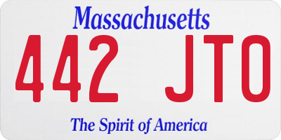 MA license plate 442JT0