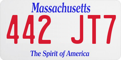 MA license plate 442JT7