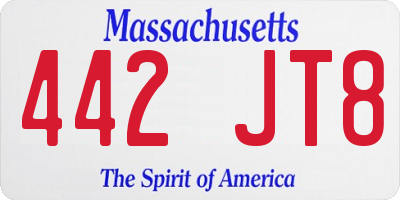 MA license plate 442JT8