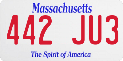 MA license plate 442JU3