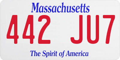 MA license plate 442JU7