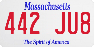 MA license plate 442JU8