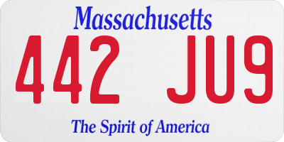 MA license plate 442JU9