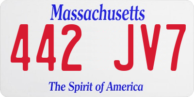 MA license plate 442JV7