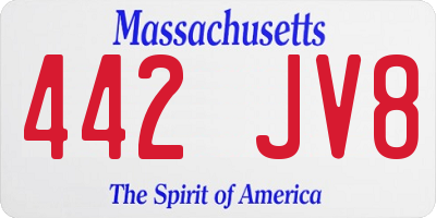 MA license plate 442JV8