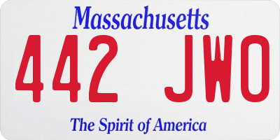 MA license plate 442JW0