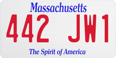 MA license plate 442JW1