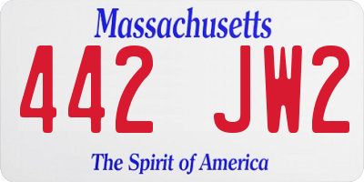 MA license plate 442JW2