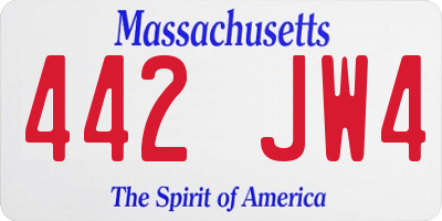 MA license plate 442JW4