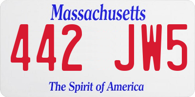 MA license plate 442JW5