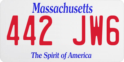 MA license plate 442JW6