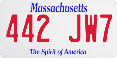 MA license plate 442JW7
