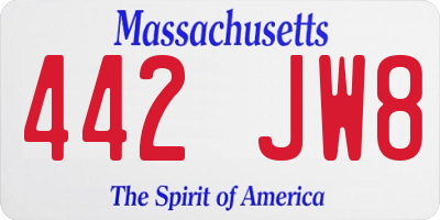 MA license plate 442JW8
