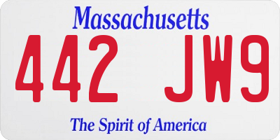 MA license plate 442JW9