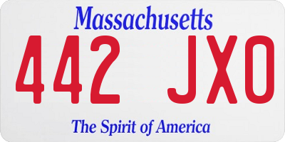 MA license plate 442JX0