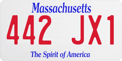 MA license plate 442JX1