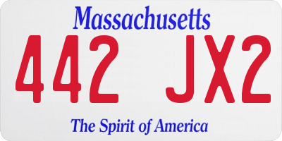 MA license plate 442JX2