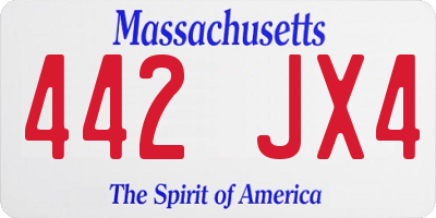 MA license plate 442JX4