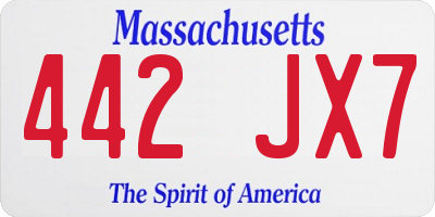 MA license plate 442JX7
