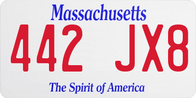 MA license plate 442JX8