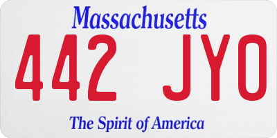 MA license plate 442JY0