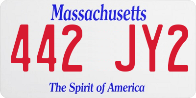 MA license plate 442JY2