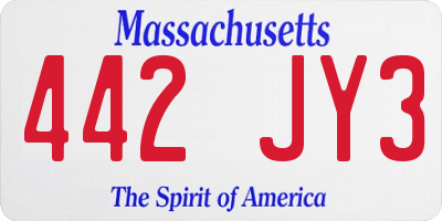 MA license plate 442JY3