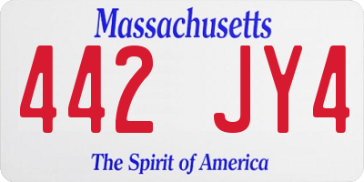 MA license plate 442JY4