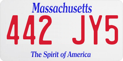 MA license plate 442JY5