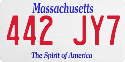MA license plate 442JY7